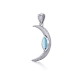 A Glimpse of the Crescent Moon's Beginning ~ Silver Jewelry Pendant TPD5800 - Jewelry