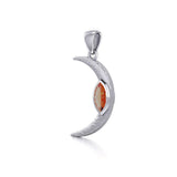 A Glimpse of the Crescent Moon's Beginning ~ Silver Jewelry Pendant TPD5800 - Jewelry