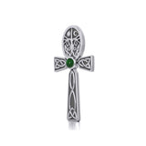 Celtic Ankh Tree of Life Silver Pendant with Gem TPD5813 - Jewelry