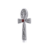 Celtic Ankh Tree of Life Silver Pendant with Gem TPD5813 - Jewelry