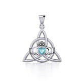 Triquetra Claddagh with Gemstone Silver Pendant TPD5814 - Jewelry