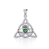 Triquetra Claddagh with Gemstone Silver Pendant TPD5814