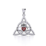 Triquetra Claddagh with Gemstone Silver Pendant TPD5814 - Jewelry