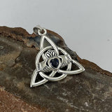 Triquetra Claddagh with Gemstone Silver Pendant TPD5814