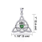 Triquetra Claddagh with Gemstone Silver Pendant TPD5814 - Jewelry
