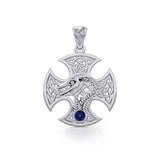 Dragon with Celtic Cross Silver Pendant TPD5818 - Jewelry