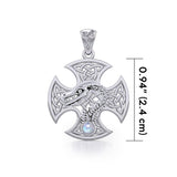 Dragon with Celtic Cross Silver Pendant TPD5818 - Jewelry