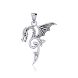 Flying Dragon with Triquetra Silver Pendant TPD5822 - Jewelry