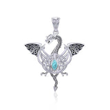 Flying Dragon with Celtic Knot Silver Pendant TPD5823 - Jewelry