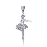 Ballet Dancer Silver Pendant with Gem TPD5829 - Jewelry