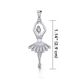Ballerina Posing Silver Pendant with Gem TPD5830 - Jewelry