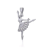 Ballet Pose Silver Pendant with Gem TPD5831 - Jewelry