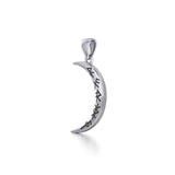 Crescent Moon with Meaningful Sterling Silver Bind Runes Small Pendant TPD5832