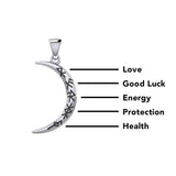 Crescent Moon with Meaningful Bind Runes Small Pendant TPD5832 - Jewelry