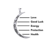 Crescent Moon with Meaningful Bind Runes Large Pendant TPD5833 - Jewelry