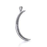 Crescent Moon with Celtic Design Sterling Silver Large Pendant TPD5835