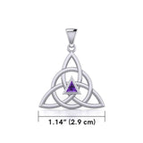 Celtic Triquetra Recovery Pendant with Gemstone TPD5837 - Jewelry