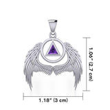 Angel Wings Recovery Silver Pendant with Gemstone TPD5840 - Jewelry