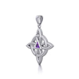 Celtic Four Point Knot Recovery Pendant with Gemstone TPD5841 - Jewelry