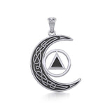 Celtic Crescent Moon Recovery Spiritual Key Pendant with Gemstone TPD5843 - Jewelry