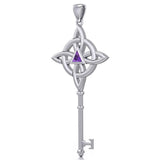 Celtic Recovery Spiritual Key Pendant with Gemstone TPD5845 - Jewelry