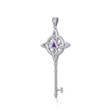 Celtic Recovery Spiritual Key Pendant with Gemstone TPD5845 - Jewelry
