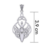 Celtic Goddess Holding Trinity Knot Silver Pendant TPD5847 - Jewelry