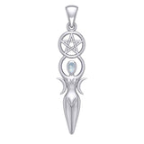 Goddess and Five-Pointed Star Silver Pendant with Gemstone TPD5860