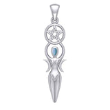 Goddess and Five-Pointed Star Silver Pendant with Gemstone TPD5860