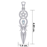 Goddess and Five-Pointed Star Silver Pendant with Gemstone TPD5860