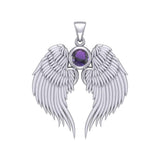 Guardian Angel Wings Silver Pendant with Birthstone TPD5866 - Jewelry