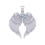 Guardian Angel Wings Silver Pendant with Birthstone TPD5866 - Jewelry