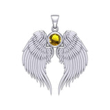 Guardian Angel Wings Silver Pendant with Birthstone TPD5866 - Jewelry