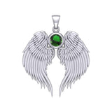 Guardian Angel Wings Silver Pendant with Birthstone TPD5866 - Jewelry
