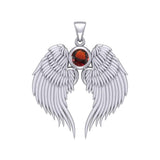 Guardian Angel Wings Silver Pendant with Birthstone TPD5866 - Jewelry