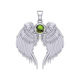 Guardian Angel Wings Silver Pendant with Birthstone TPD5866 - Jewelry