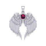 Guardian Angel Wings Silver Pendant with Birthstone TPD5866 - Jewelry