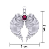 Guardian Angel Wings Silver Pendant with Birthstone TPD5866 - Jewelry