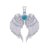 Guardian Angel Wings Silver Pendant with Birthstone TPD5866 - Jewelry