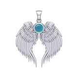 Guardian Angel Wings Silver Pendant with Birthstone TPD5866
