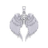 Guardian Angel Wings Silver Pendant with Birthstone TPD5866 - Jewelry