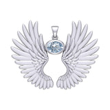 Guardian Angel Wings Silver Pendant with Birthstone TPD5867 - Jewelry