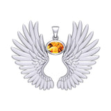 Guardian Angel Wings Silver Pendant with Birthstone TPD5867 - Jewelry