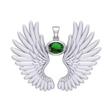 Guardian Angel Wings Silver Pendant with Birthstone TPD5867 - Jewelry