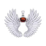 Guardian Angel Wings Silver Pendant with Birthstone TPD5867 - Jewelry