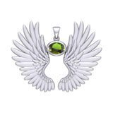 Guardian Angel Wings Silver Pendant with Birthstone TPD5867 - Jewelry