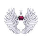 Guardian Angel Wings Silver Pendant with Birthstone TPD5867 - Jewelry