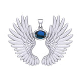 Guardian Angel Wings Silver Pendant with Birthstone TPD5867 - Jewelry