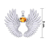 Guardian Angel Wings Silver Pendant with Birthstone TPD5867 - Jewelry