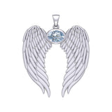 Guardian Angel Wings Silver Pendant with Birthstone TPD5868 - Jewelry